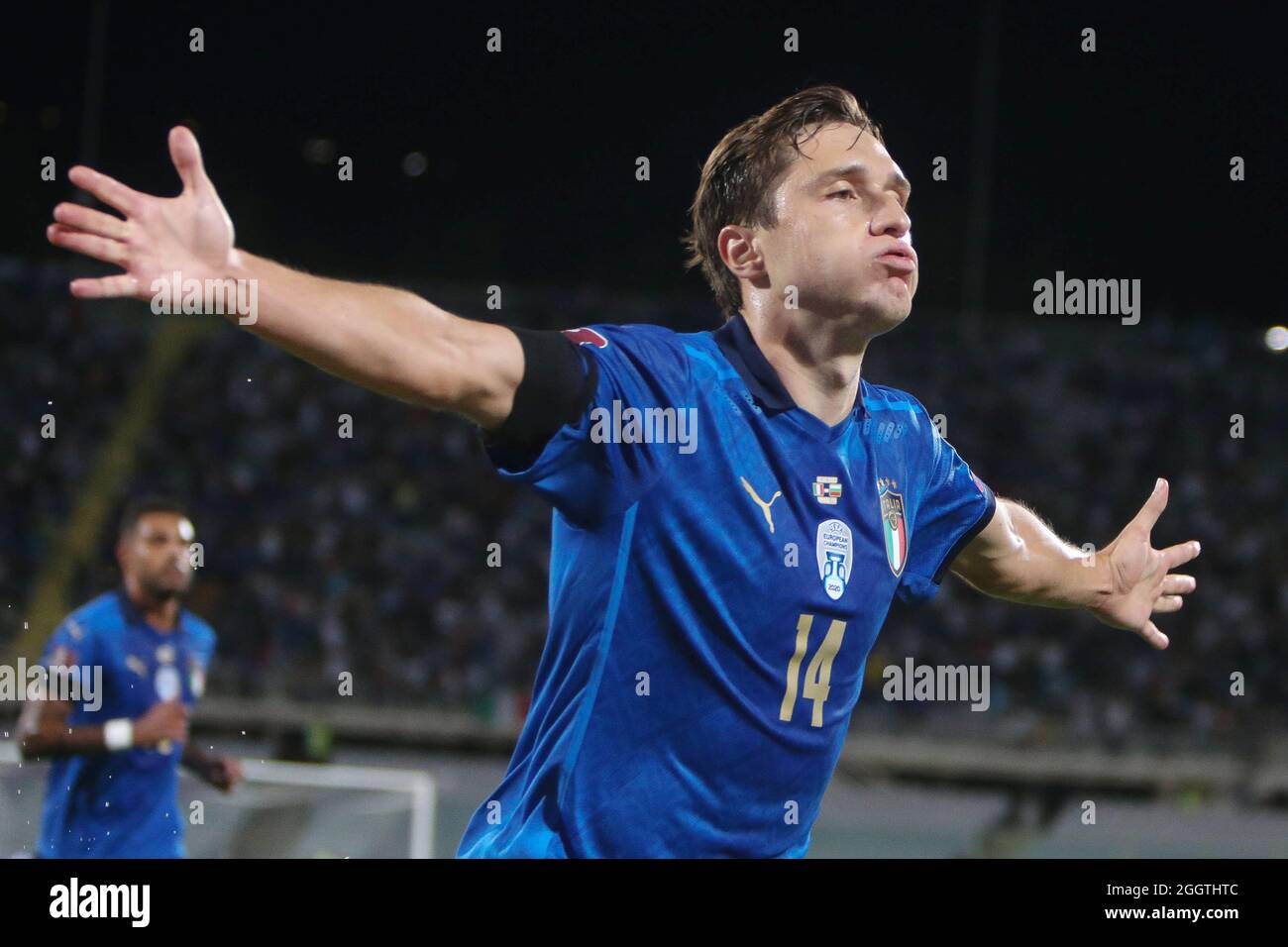 Federico Chiesa Of Italy Celebrates After His Goal During The Fifa World Cup Qatar 22 Qualifiers Group C Football Match Between Italy And Bulgaria On September 2 22 At Artemio Franchi Stadium
