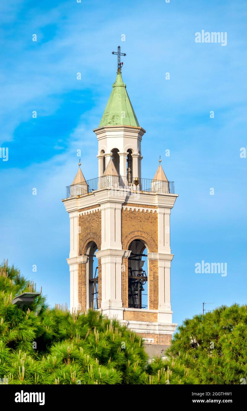 Bell Tower of the church of the Sacro Cuore di Gesù, Pescara, Italy Stock Photo