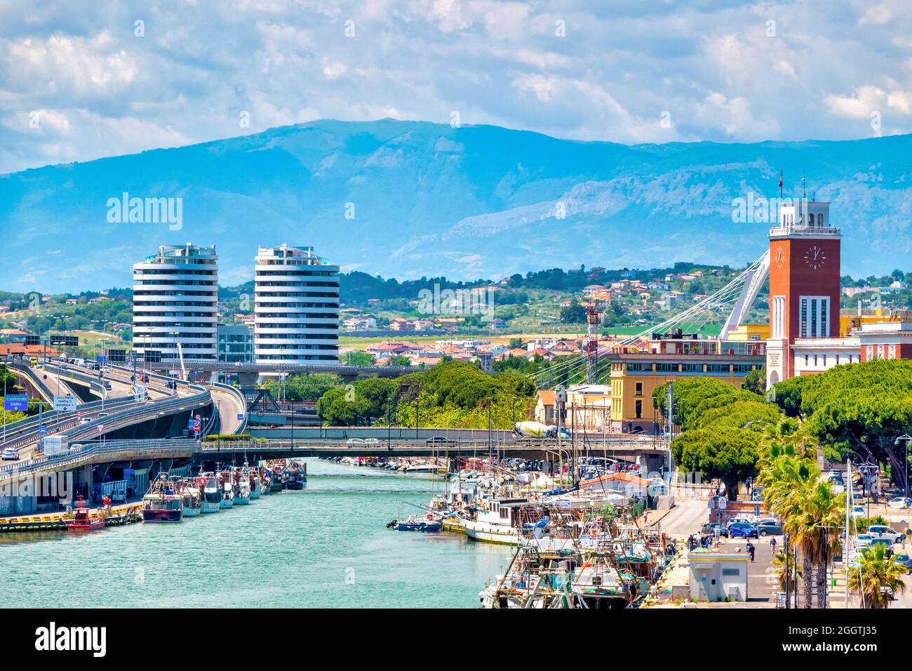 View of the banks of the river Pescara, Pescara Italy Stock Photo