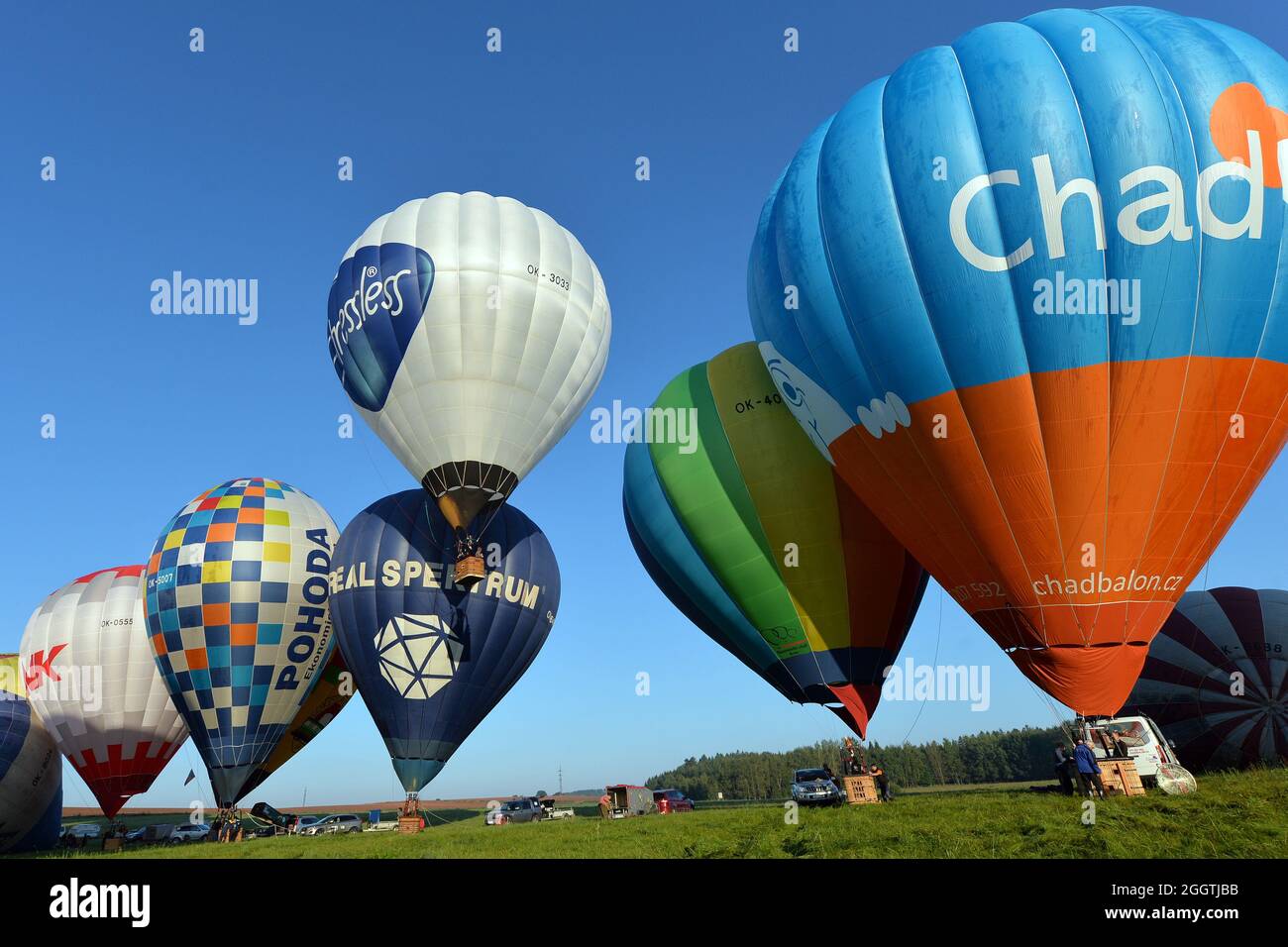Hajnice, Czech Republic. 3rd Sep, 2021. Hot air balloons fly from Hajnice  on the week that will see the 3th Baloons over Rozkos Lake at Ceska Skalice,  as balloonists from Czech Republic