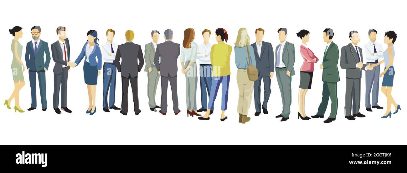 Business people standing together illustration, isolated on white background Stock Vector