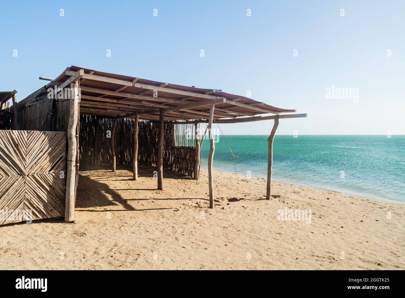 Seaside houses in village Cabo de la Vela located on La Guajira peninsula, Colombia Stock Photo