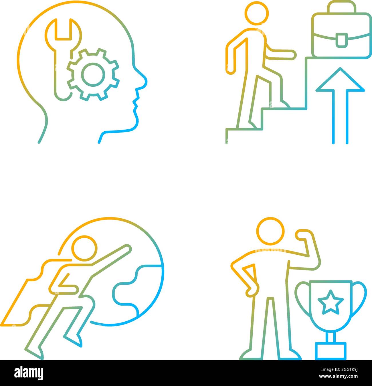 Motivation at work gradient linear vector icons set Stock Vector
