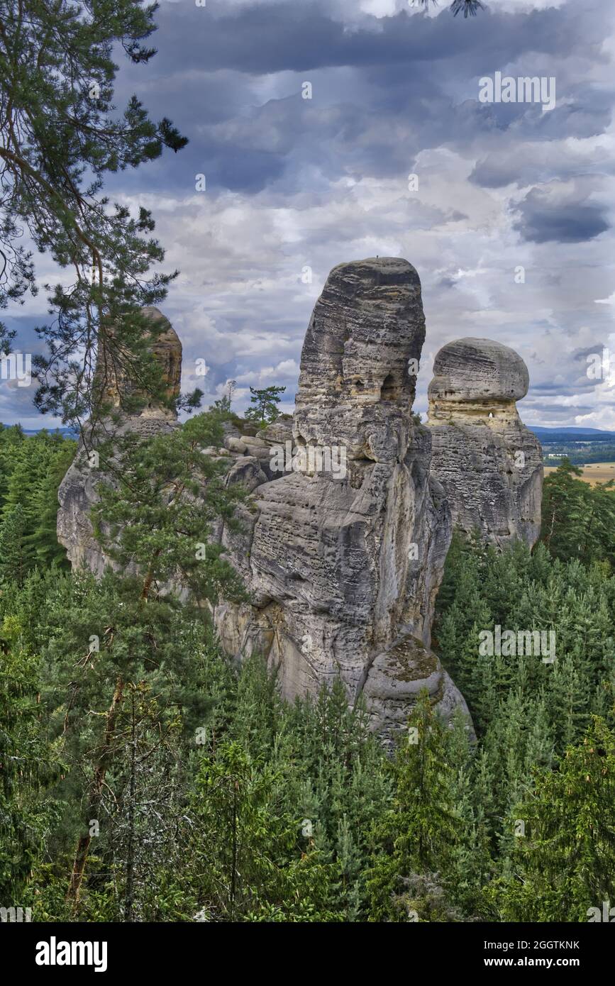 Rocks for climbing Hruba Skala in Czechia Stock Photo