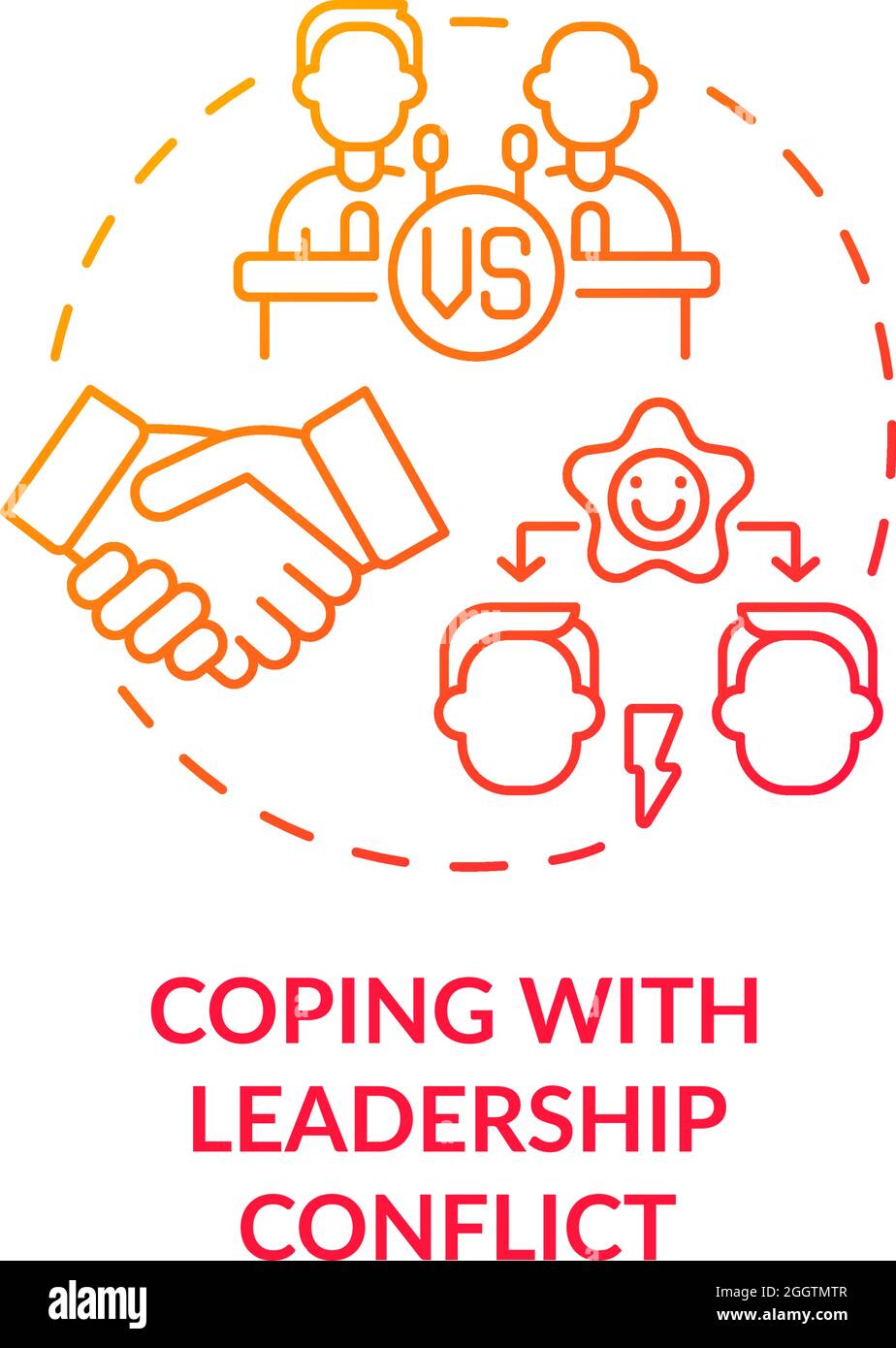 Coping with leadership conflict red gradient concept icon Stock Vector