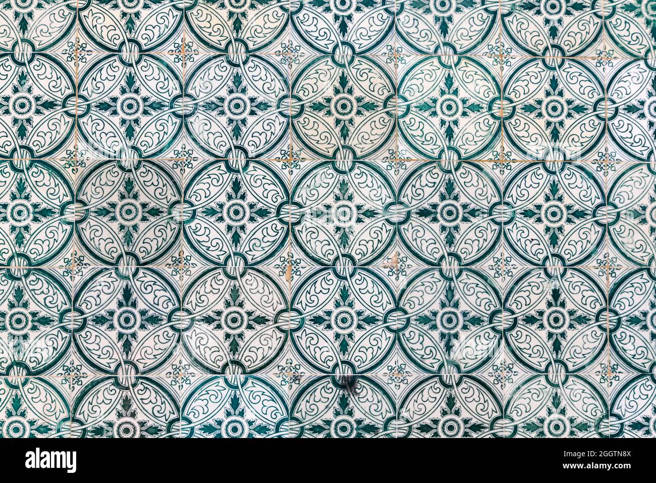 Decorative tiles in Lagos Portugal. Many of the buildings in the twon are adorned with tiles such as this.r Stock Photo