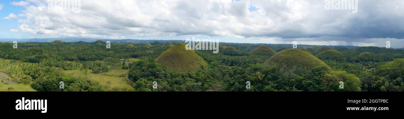 Panorama of Bohol Chocolate Hills natural landmark in Philippines Stock Photo