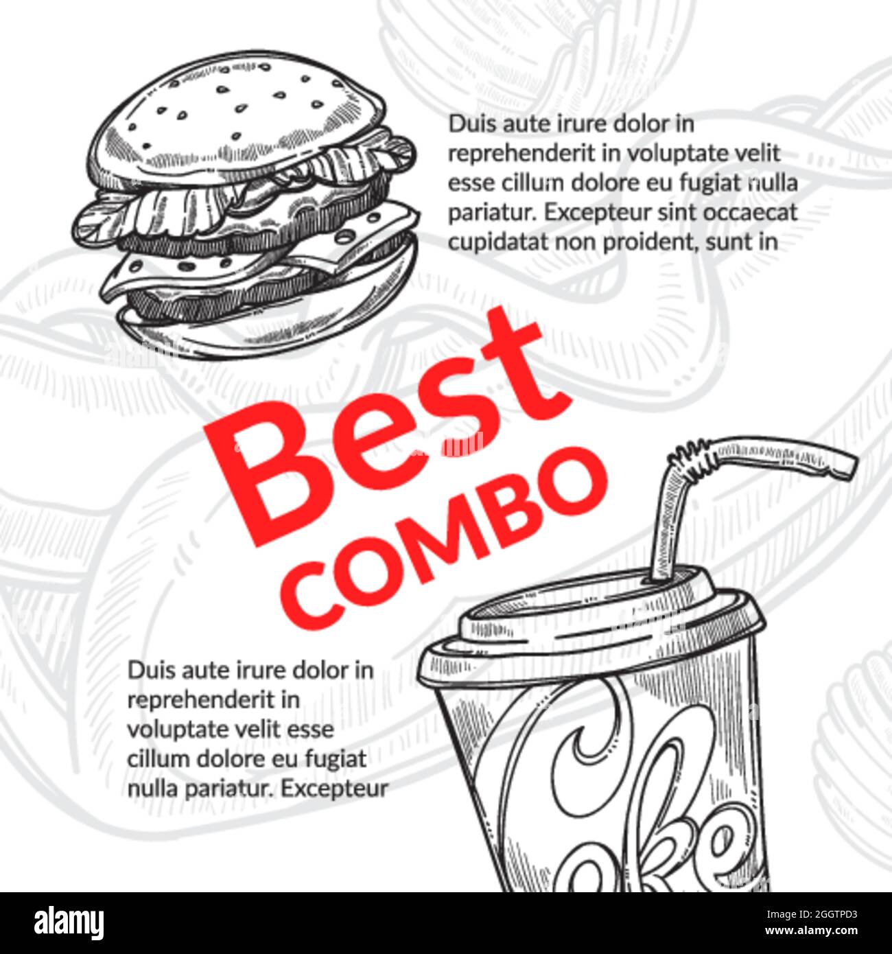 Best combo, burger and cold soda poster banner Stock Vector Image & Art -  Alamy