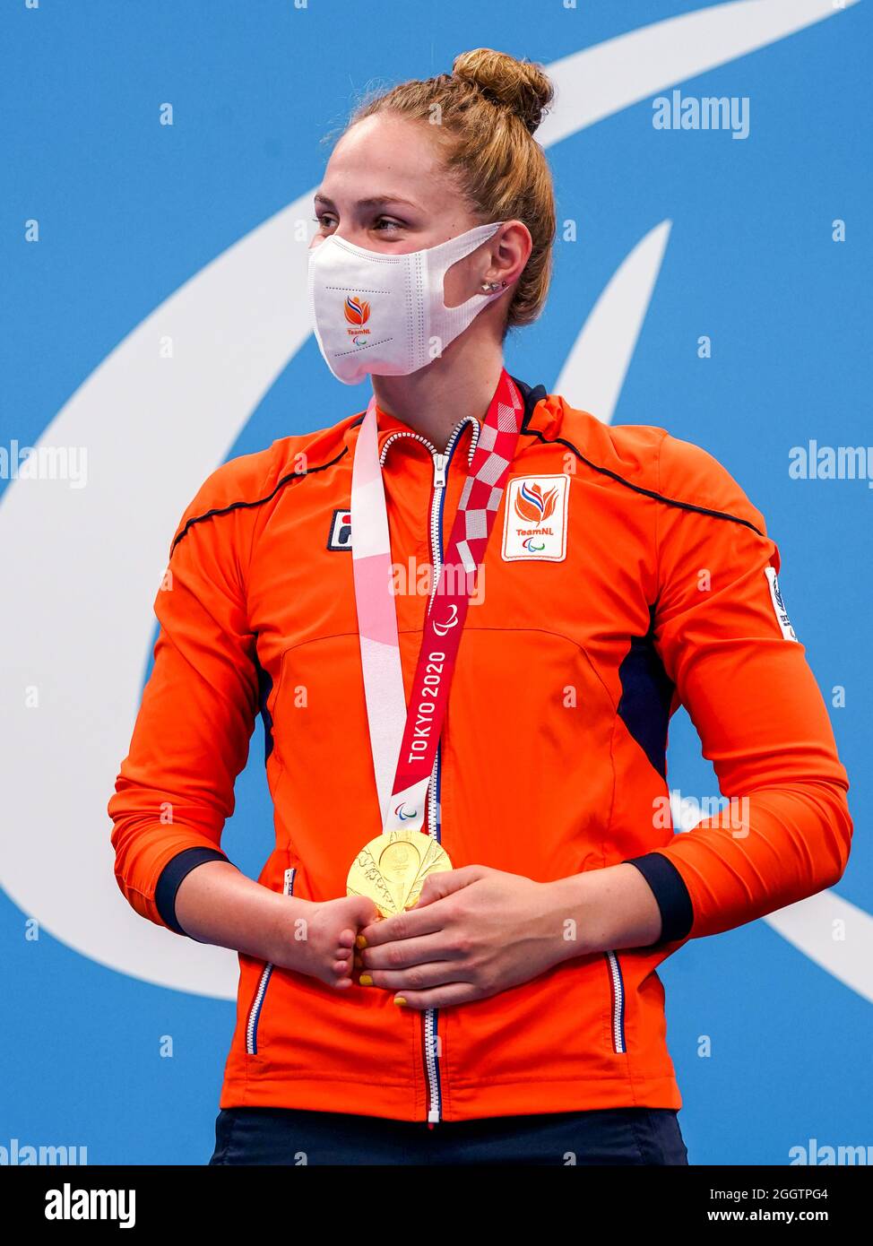 TOKYO, JAPAN - SEPTEMBER 3: Chantalle Zijderveld of the Netherlands winner of the gold medal competing on Women's 200m Individual Medley - SM10 during the Tokyo 2020 Paralympic Games at Tokyo Aquatics Centre on September 3, 2021 in Tokyo, Japan (Photo by Ilse Schaffers/Orange Pictures) NOCNSF Stock Photo
