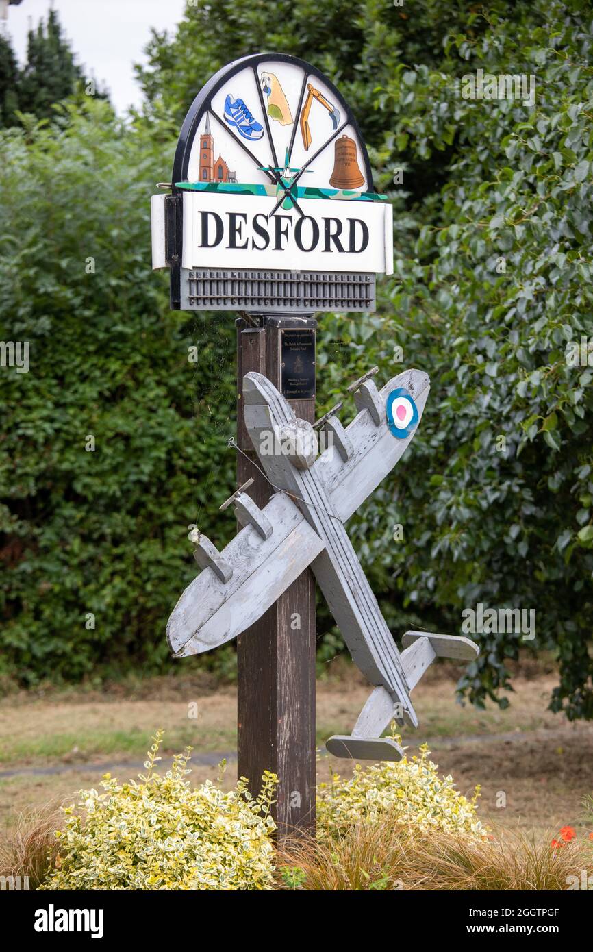 The signpost on the High Street with Station Street, Desford