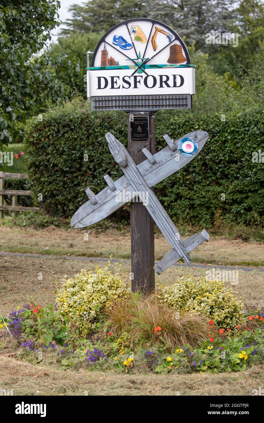 The signpost on the High Street with Station Street, Desford