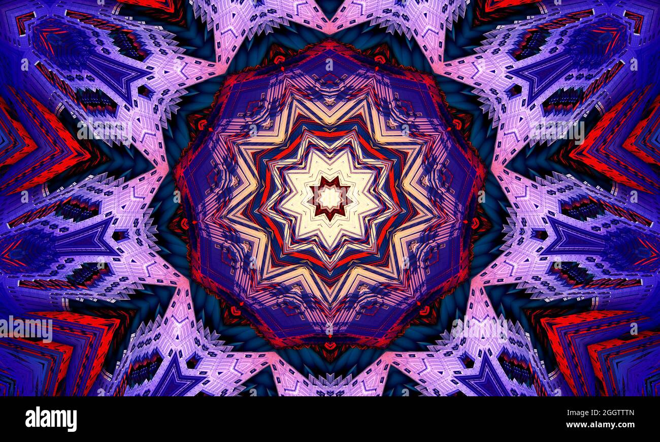 Purple magic kaleidoscope. The device of the universe, crescent moon and  sun with a face on a black background. Magic kaleidoscope Stock Photo -  Alamy