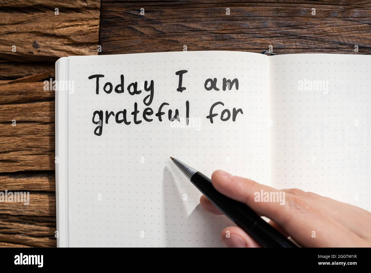 Gratitude Journal Concept. Writing I Am Grateful In Journal Stock 