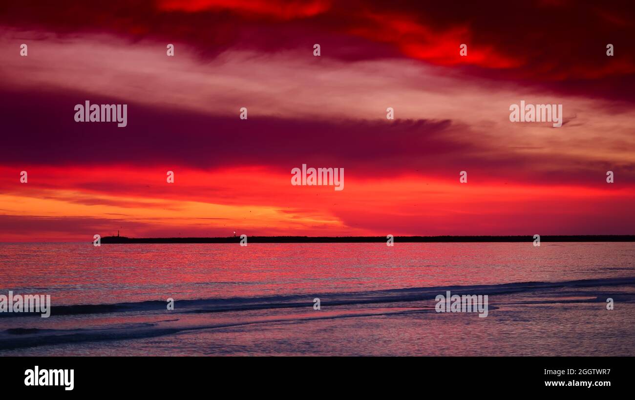 beautiful sunset over the ocean Stock Photo