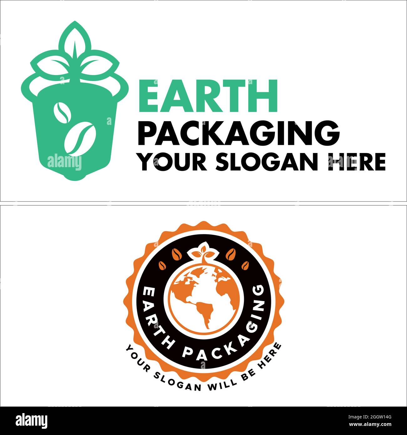 Retail ecofriendly packaging earth logo design Stock Vector Image