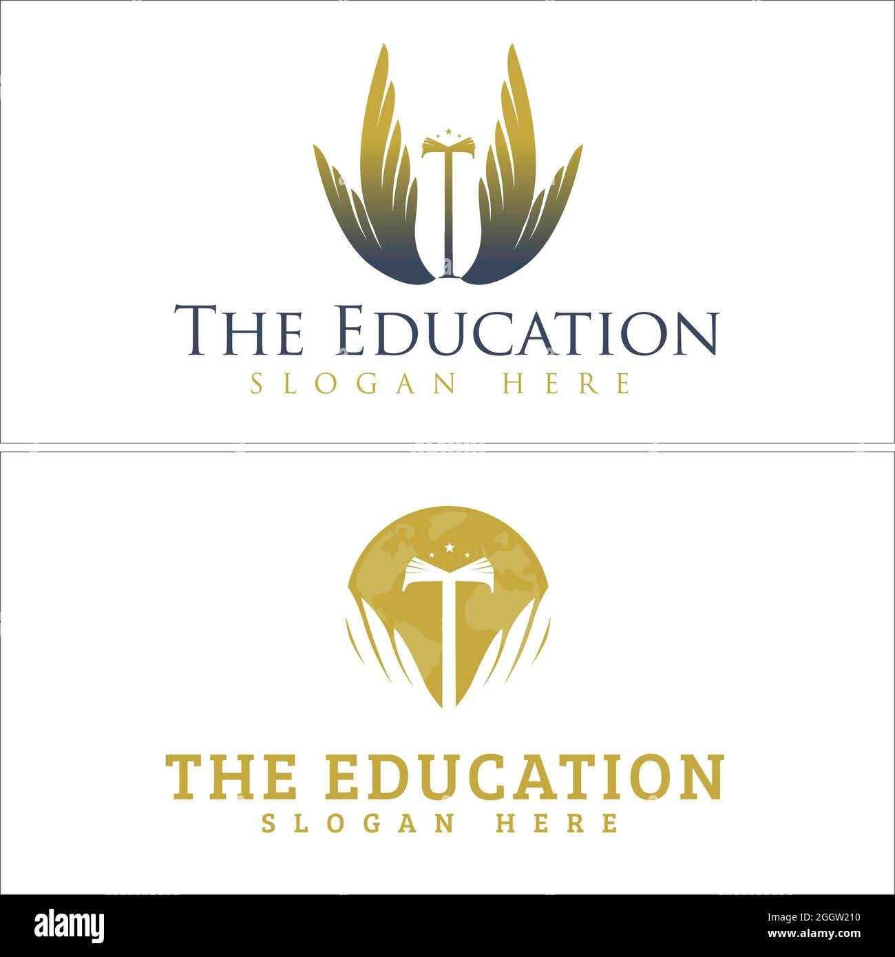 Luxury education coaching academy school wings icon logo design Stock
