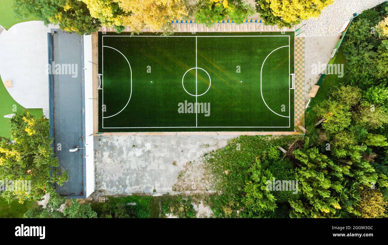 Green Football Stadium field top view Stock Photo Alamy