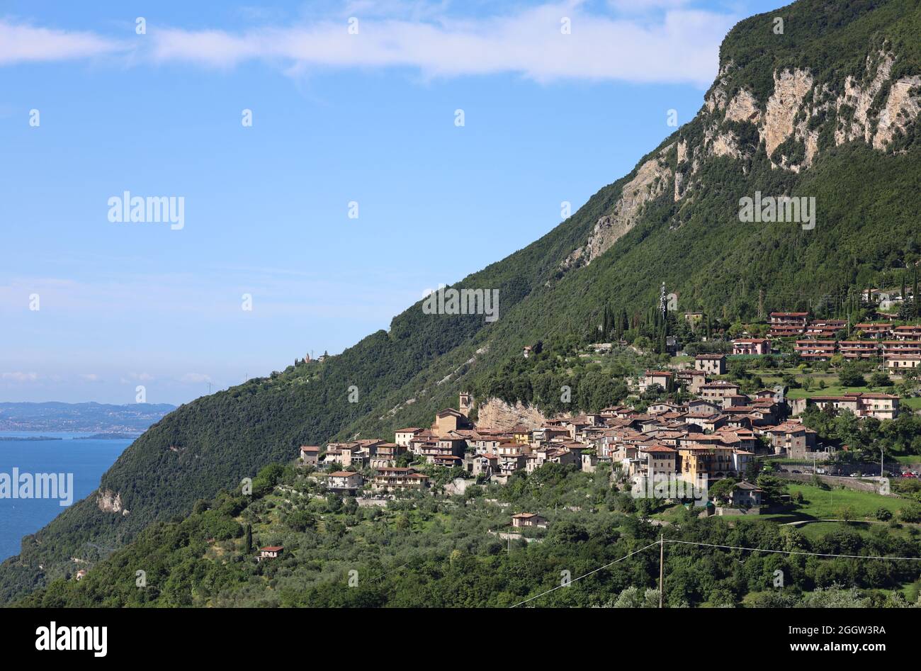 Tignale Italy Lake Garda August 2021 View of the mountains and Lake Garda in the summer Stock Photo