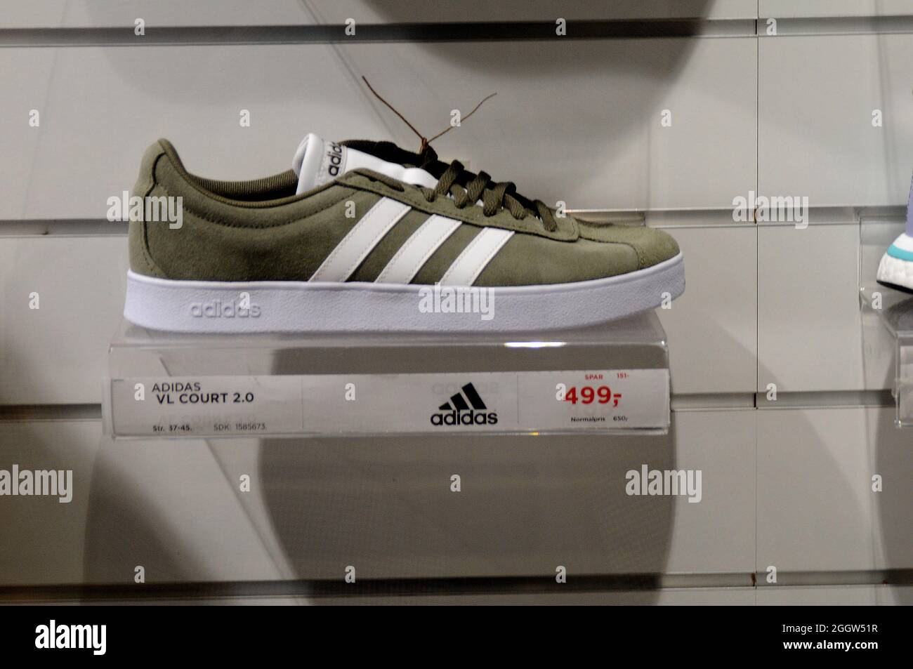 Copenhagen, Denmark.,03 2021/Deutsche Adidas sport footwears display for sale sport store in danish capital. (Photo..Francis Stock Photo - Alamy