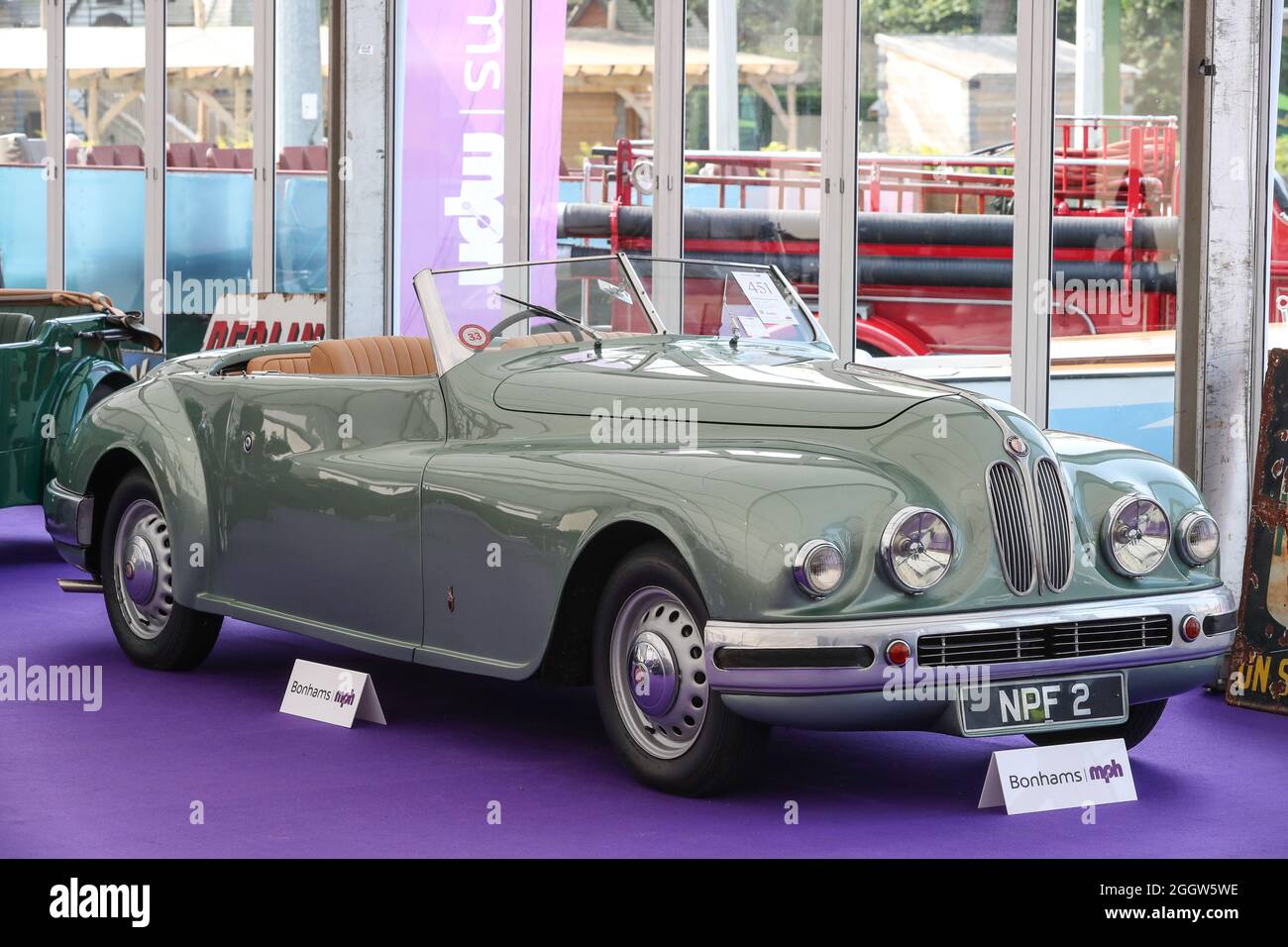 Beaulieu, Hampshire, UK 3rd September 2021. A rare 1949 Bristol 402 Drophead Coupé formally owned by Hollywood actress Jean Simmons, which is to be offered at auction at the Bonhams MPH Beaulieu Sale this Sunday, with an estimate of £150,000 – 200,000. One of the most glamorous luxury motor cars of its day, the Bristol was bought new for the Hollywood actress by her future husband and fellow star Stewart Granger as one of a matching pair. Credit: Stuart Martin/Alamy Live News Stock Photo