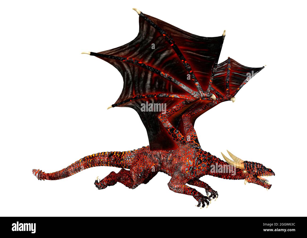 3D rendering of a fantasy dragon isolated on white background Stock ...