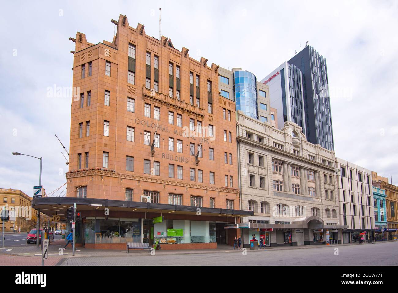 The Colonial Mutual Life Building in Hobart, Tasmania, was designed by architects Hennesy & Hennesy and completed in 1936. Stock Photo