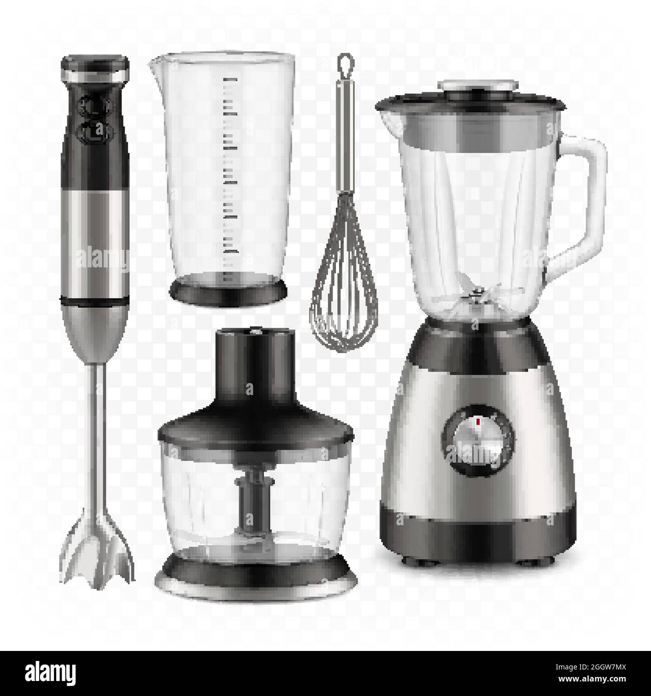 Blender, Food Processor And Whisk Tools Set Vector Stock Vector