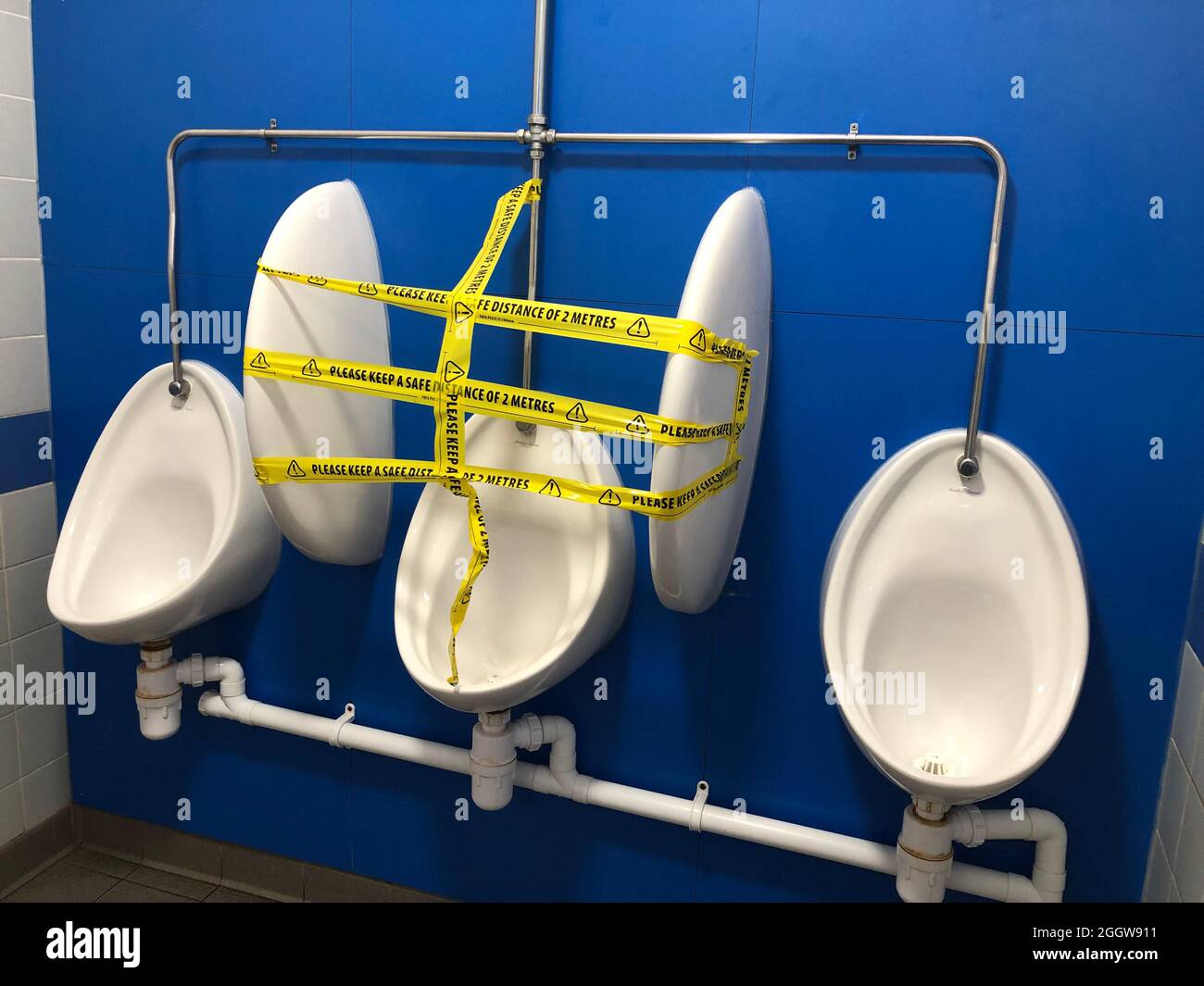 covid19 prevention in toilet areas Stock Photo