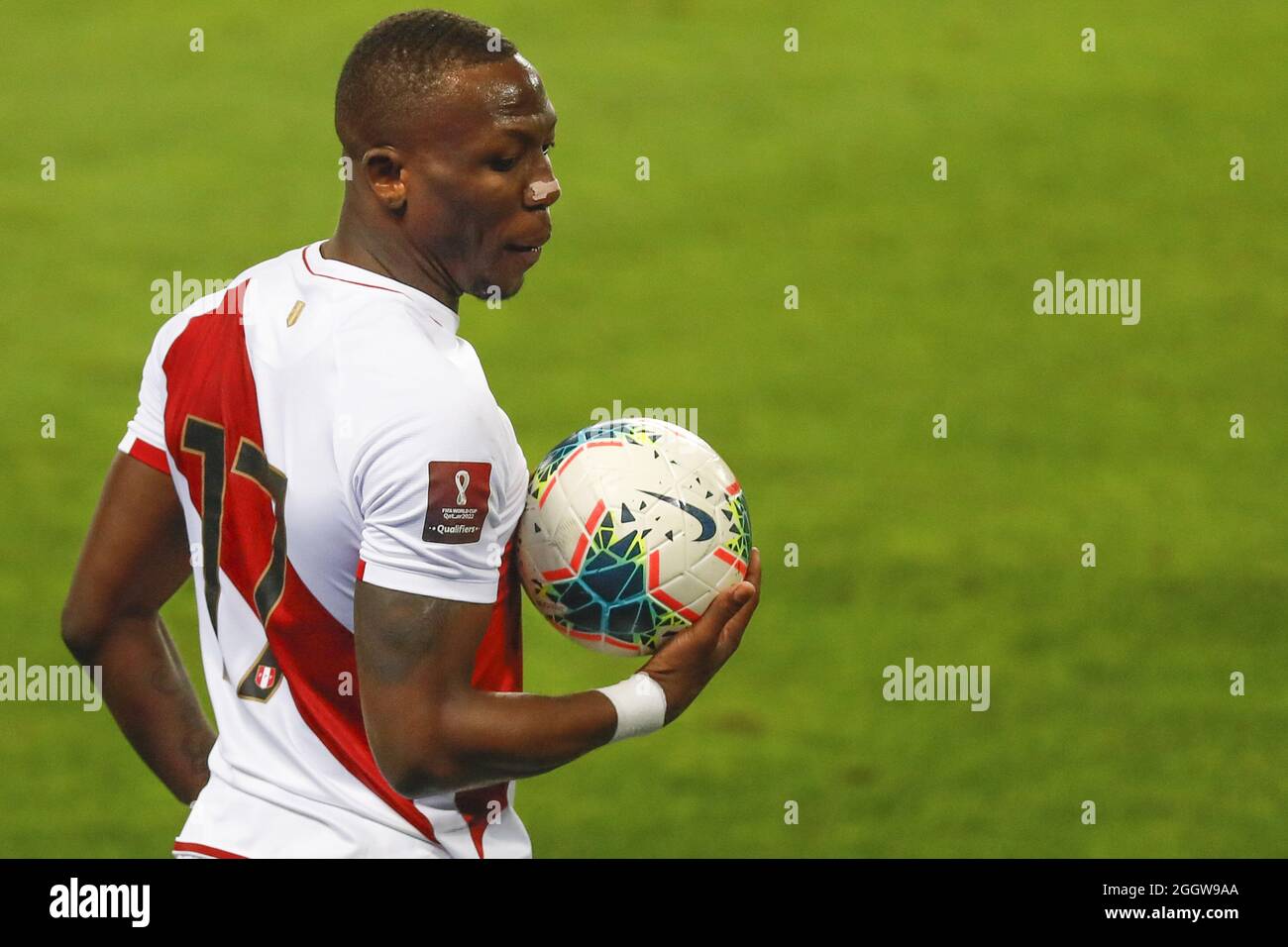 Lima, Peru. 02nd Sep, 2021. Luis Advíncula during the 2022 Football World Cup Qualifier between Peru adn Uruguay at the Estádio Nacional del Peru in Lima, Peru. The game ended 1-1 with Tapia scoring for the hosts in the 24th minute and de Arrascaeta equalizing for Uruguay in the 29th. Credit: SPP Sport Press Photo. /Alamy Live News Stock Photo