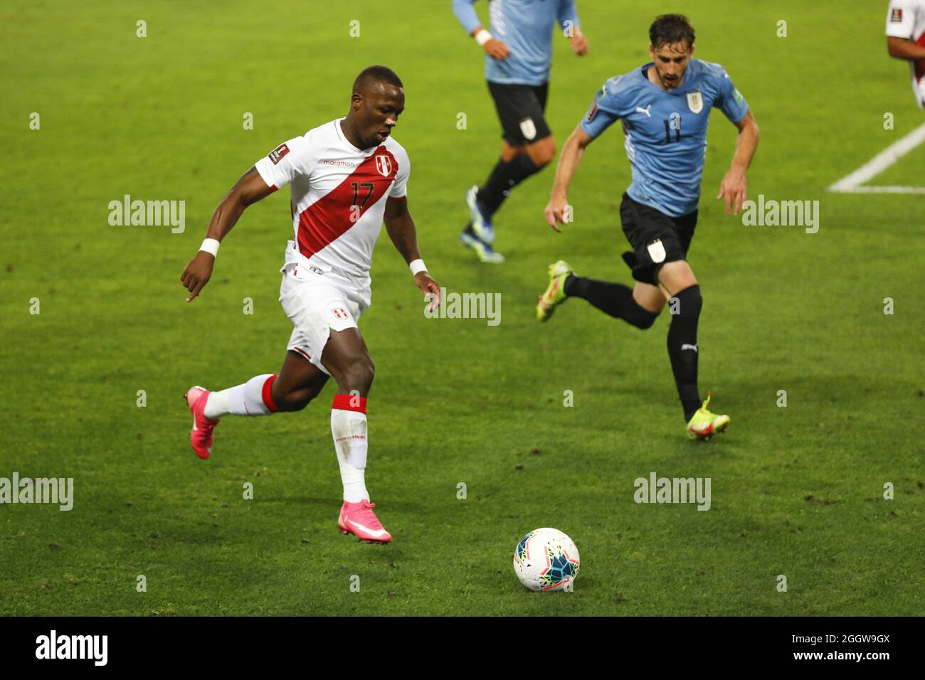 Lima, Peru. 02nd Sep, 2021. Luis Advíncula during the 2022 Football World  Cup Qualifier between Peru adn Uruguay at the Estádio Nacional del Peru in  Lima, Peru. The game ended 1-1 with