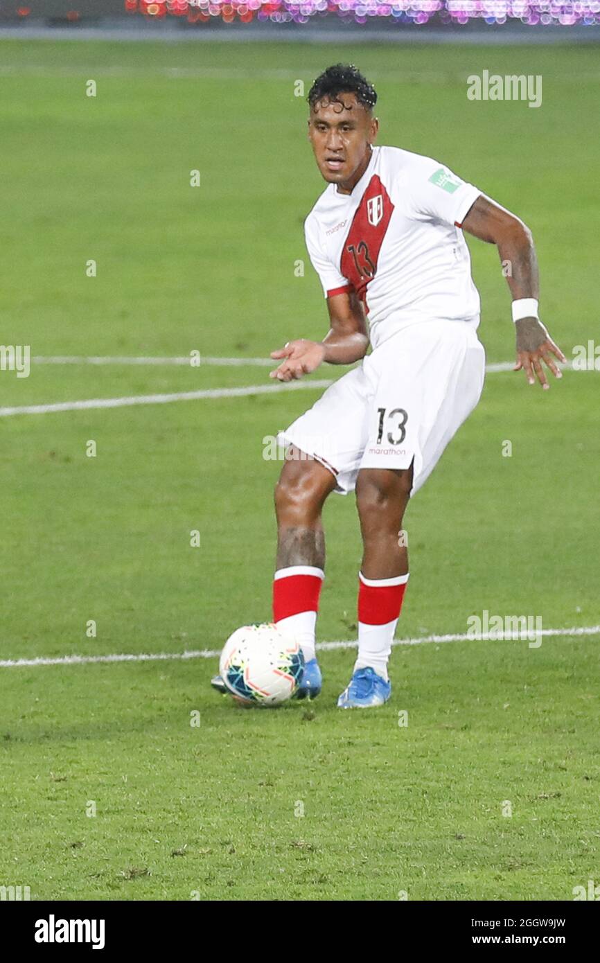 Lima, Peru. 02nd Sep, 2021. Renato Tapia during the 2022 Football World Cup Qualifier between Peru adn Uruguay at the Estádio Nacional del Peru in Lima, Peru. The game ended 1-1 with Tapia scoring for the hosts in the 24th minute and de Arrascaeta equalizing for Uruguay in the 29th. Credit: SPP Sport Press Photo. /Alamy Live News Stock Photo