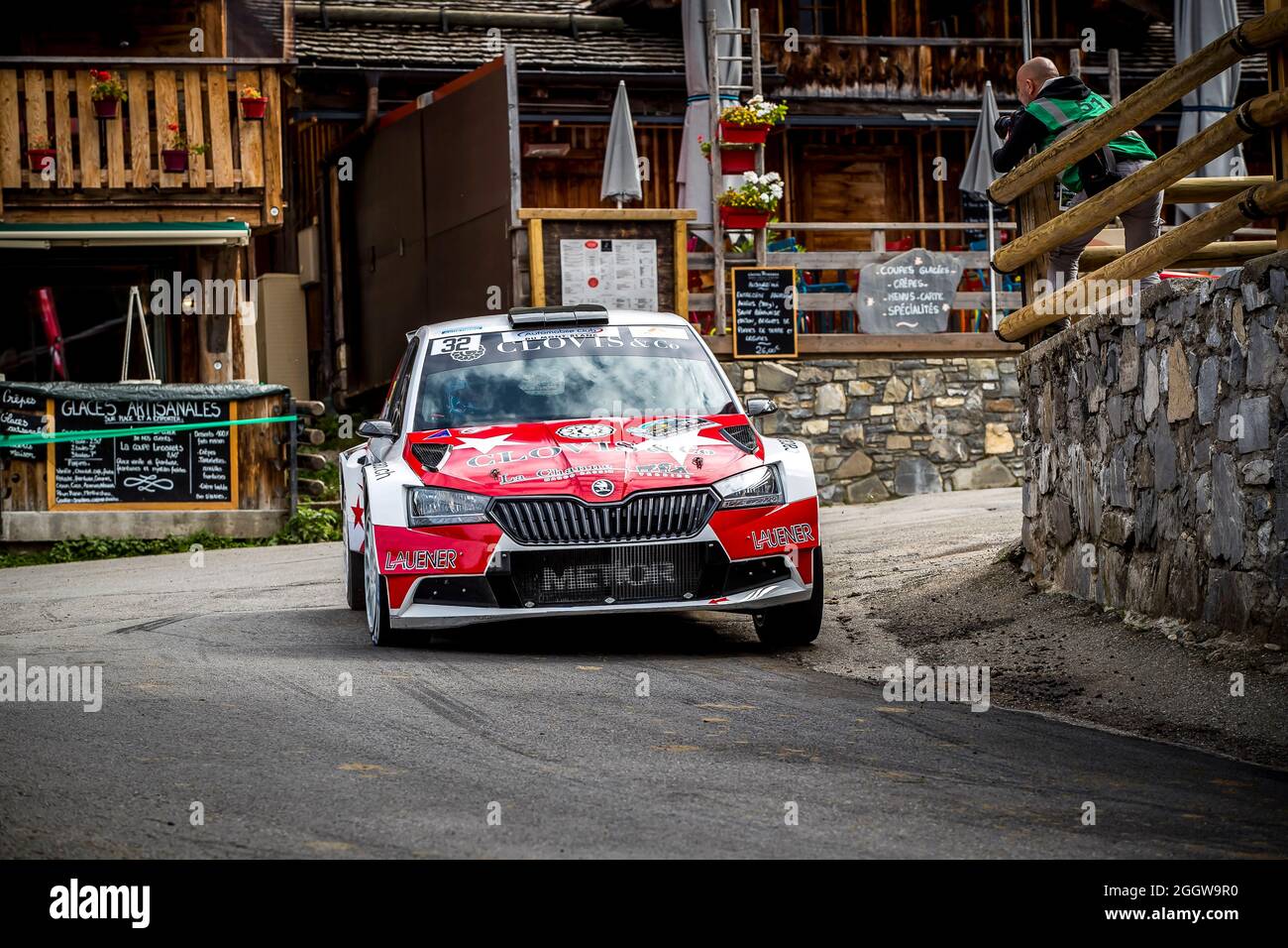 Morzine, France, 03/09/2021, 32 COPPENS Mike, ROCHE Yannick, LUGANO RACING  TEAM, Skoda Fabia, action during the Rallye du Mont-Blanc Morzine 2021, 4th  round of the Championnat de France des Rallyes 2021, from