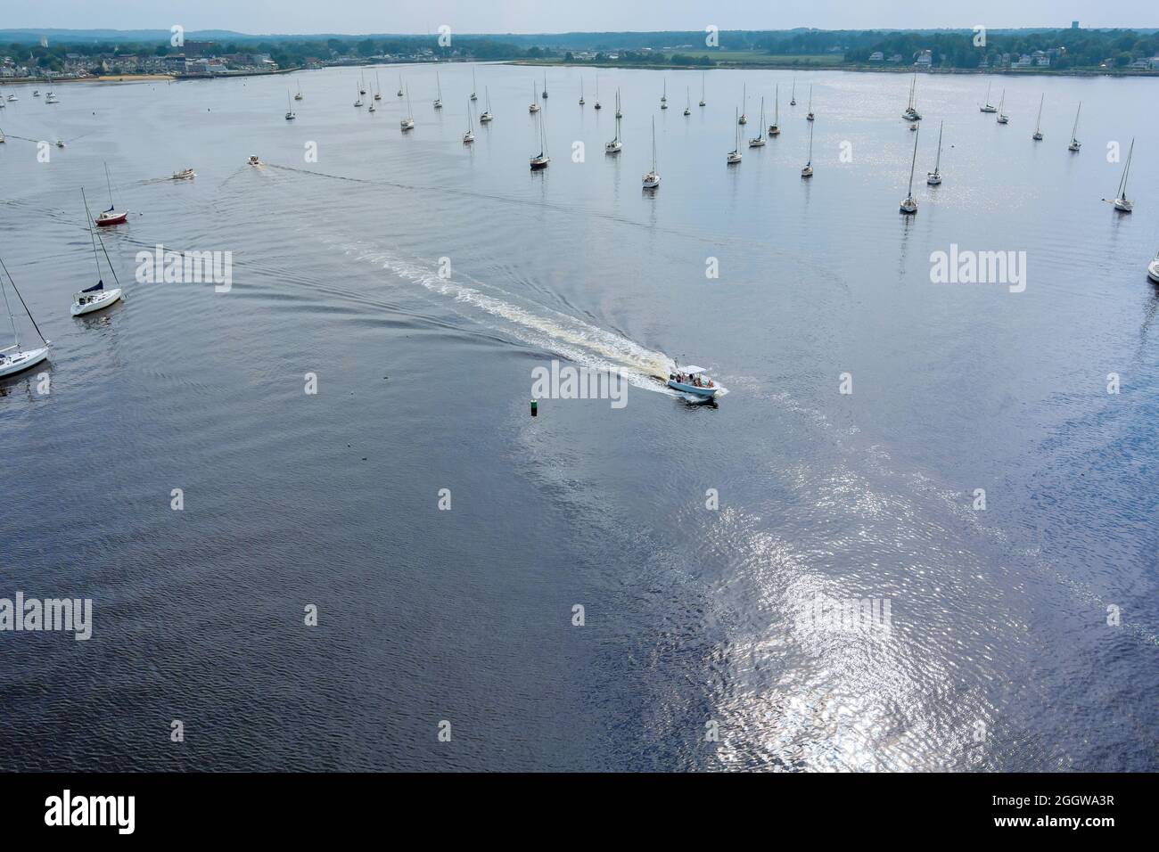 Aerial view of yacht marina sailing boats on ocean Stock Photo - Alamy