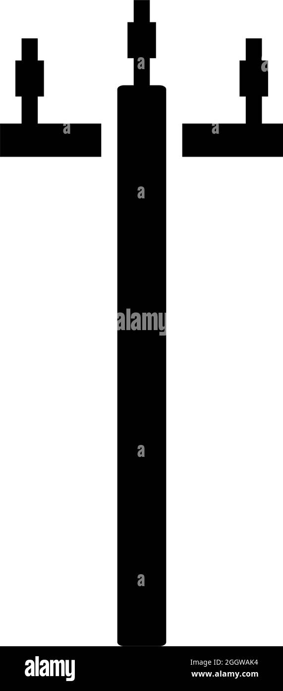 High Voltage Line Icon. Black Stencil Design. Vector Illustration. Stock Vector