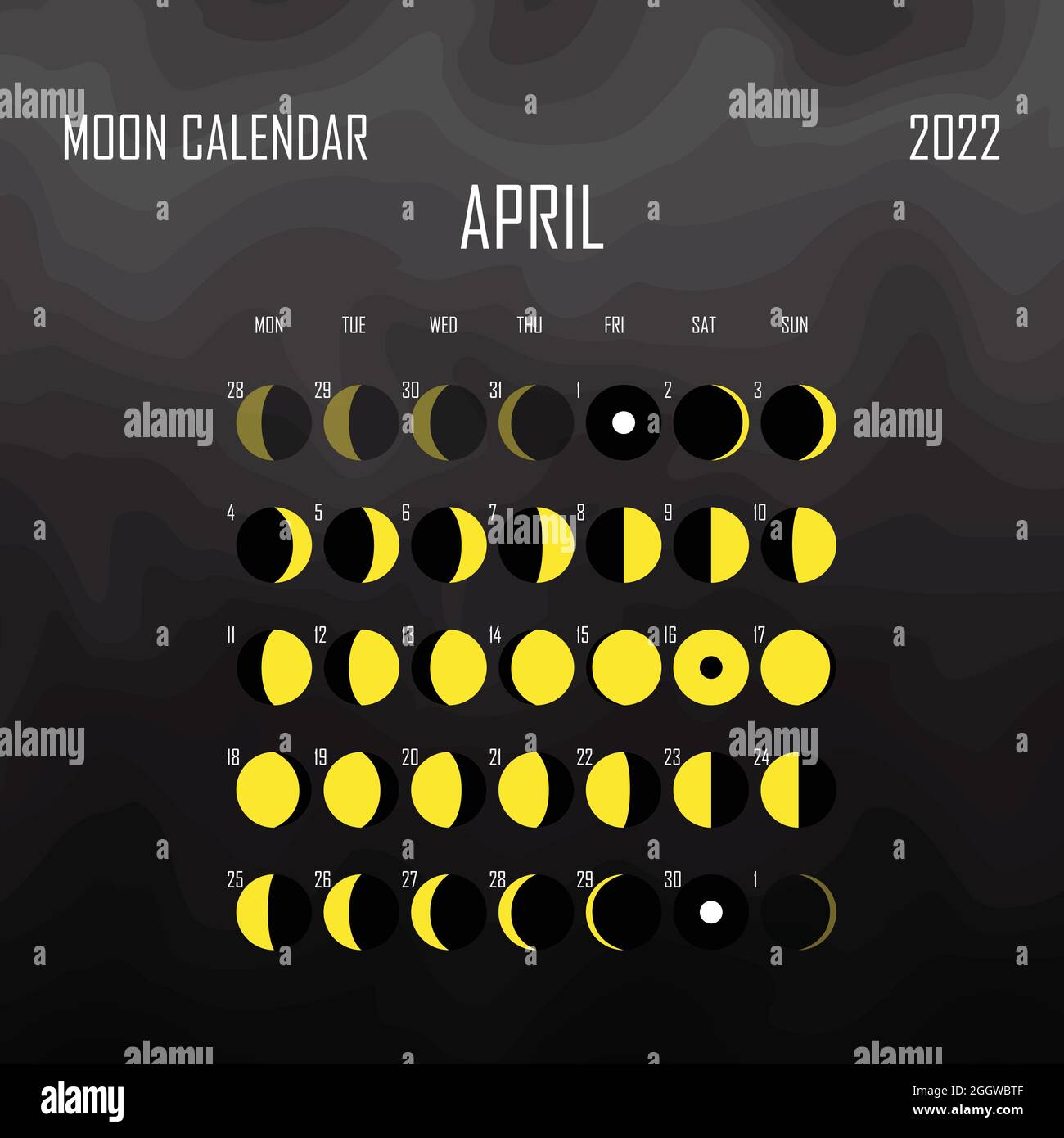 Lunar Calendar April 2022 April 2022 Moon Calendar. Astrological Calendar Design. Planner. Place For  Stickers. Month Cycle Planner Mockup. Isolated Black And White Background  Stock Vector Image & Art - Alamy