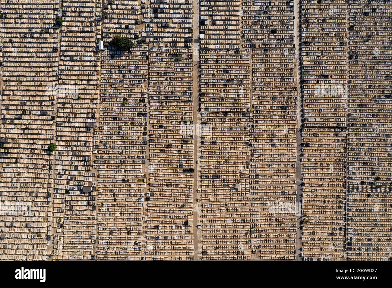 Jewish cemetery of Tel Afek, High altitude aerial view. Stock Photo