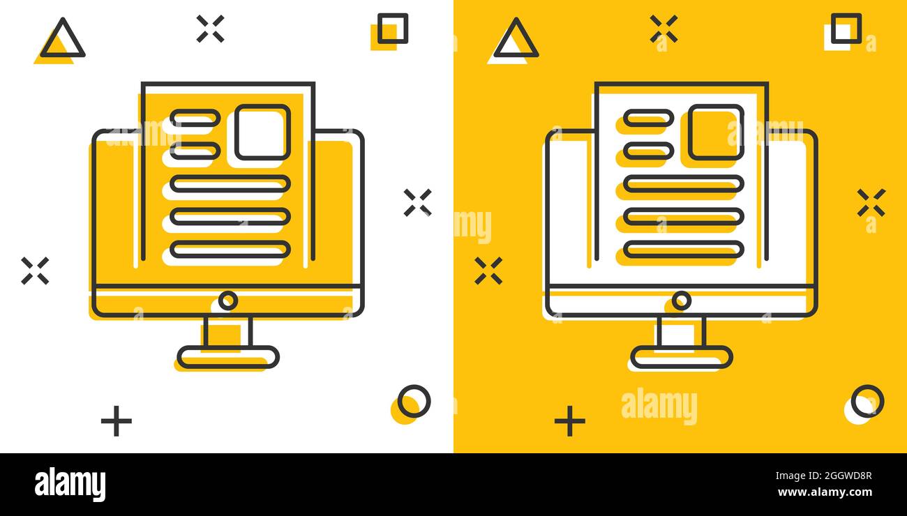 Blogging icon in comic style. Social media communication cartoon vector ...