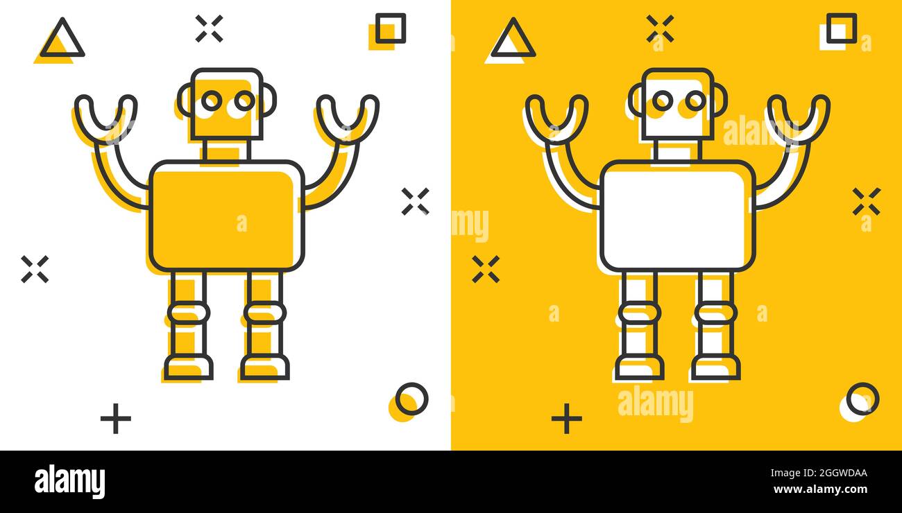 Cute robot chatbot icon in comic style. Bot operator cartoon vector ...