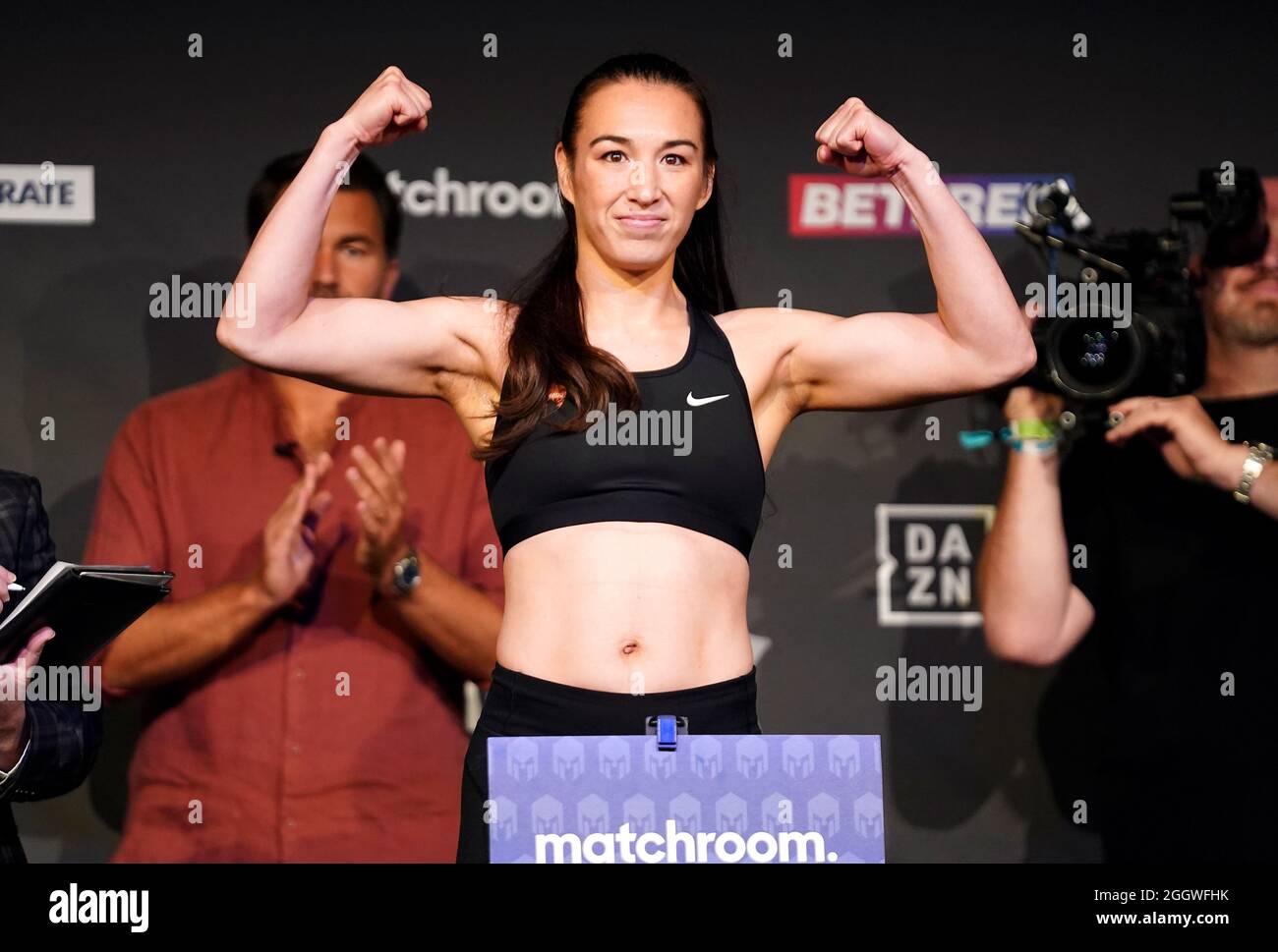 Jennifer Han during the weigh-in at the New Dock Hall, Leeds. Picture date: Friday September 3, 2021. Stock Photo