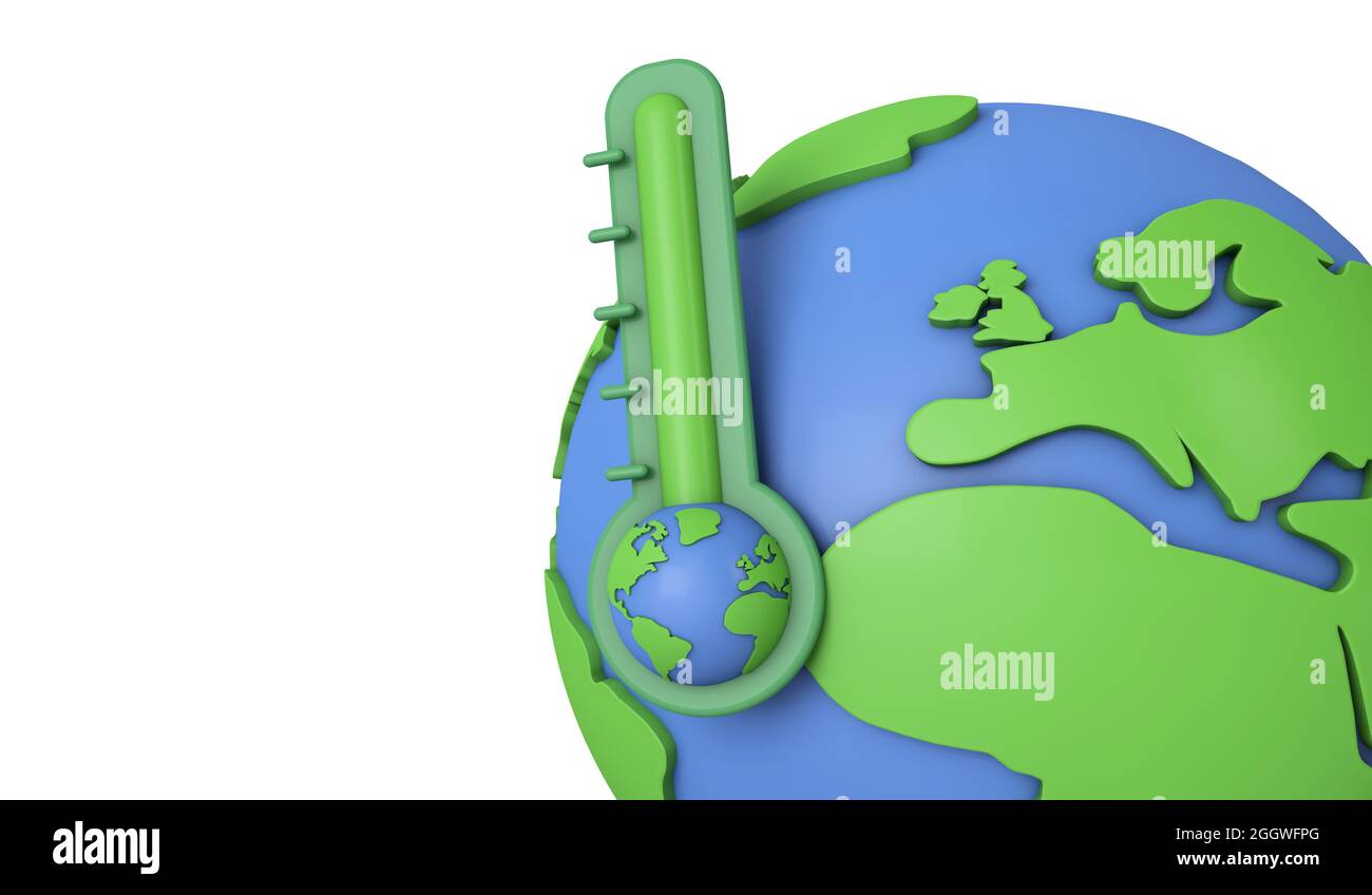 Planet earth global warming concept. Thermometer with earth model. 3D ...