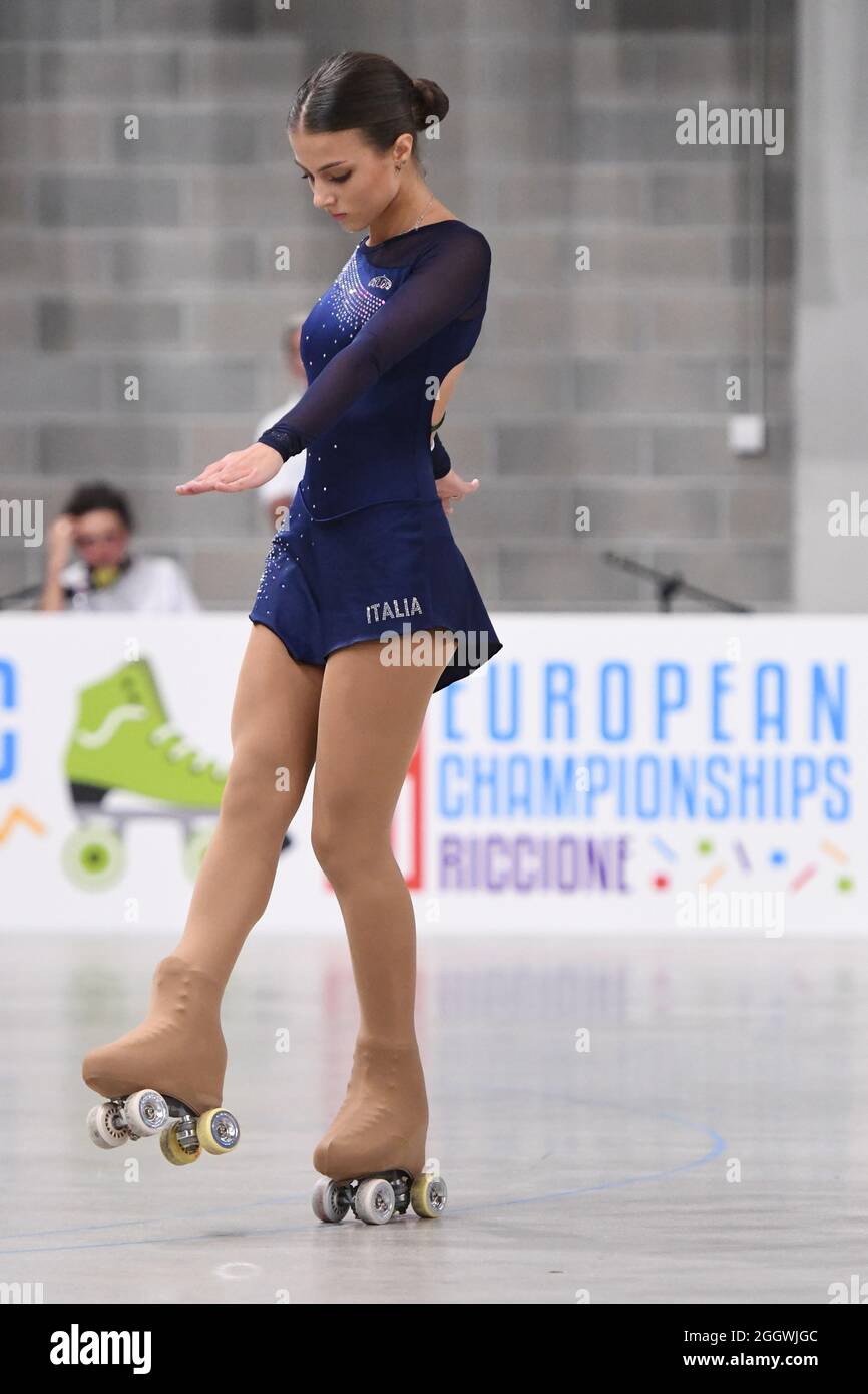 Riccione, Italy. 3rd Sep 2021. LISA EMMA NANNI, Italy, performing in Junior  Compulsory Figures at The European Artistic Roller Skating Championships  2021 at Play Hall, on September 03, 2021 in Riccione, Italy.