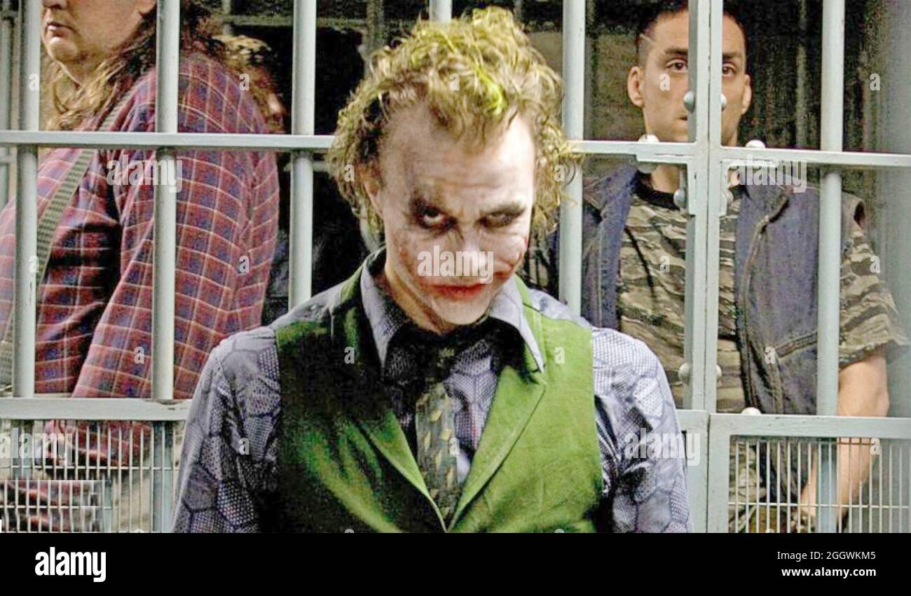 THE DARK KNIGHT 2008 Warner Bros Pictures film  with Heath Ledger as The Joker Stock Photo