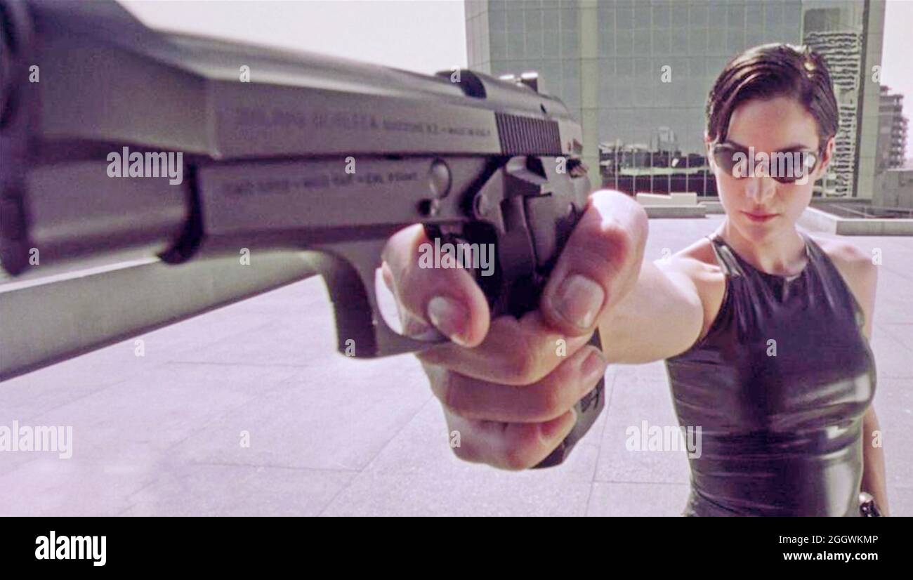 THE MATRIX 1999 Warner Bros film with Carrie-Anne Moss as Trinity Stock Photo