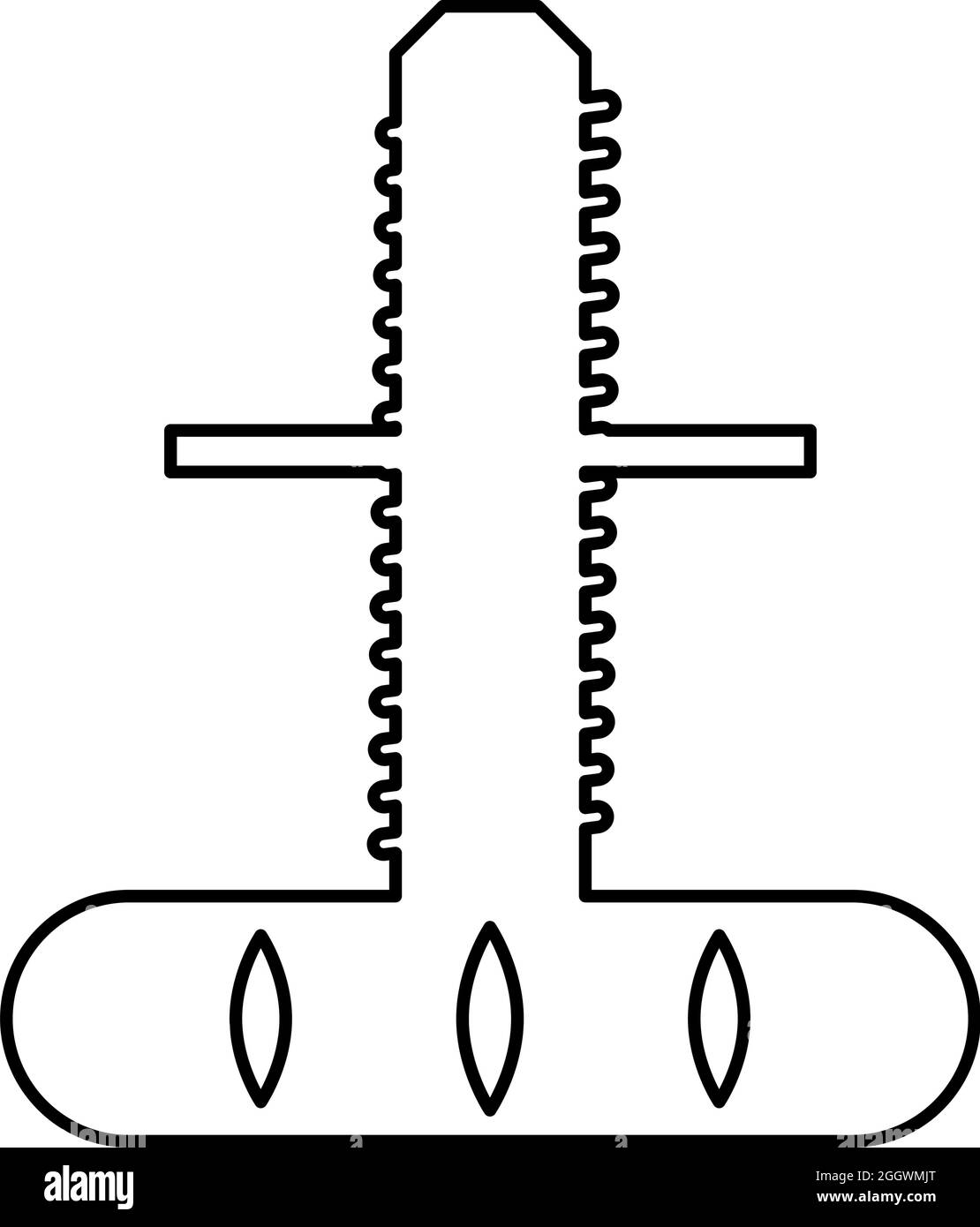 Adjustable support furniture legs contour outline icon black color vector illustration flat