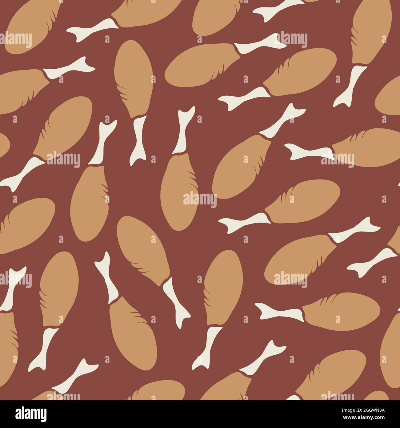 Vector seamless pattern with chicken legs. Design with silhouettes of hand drawn chicken legs. Stock Vector