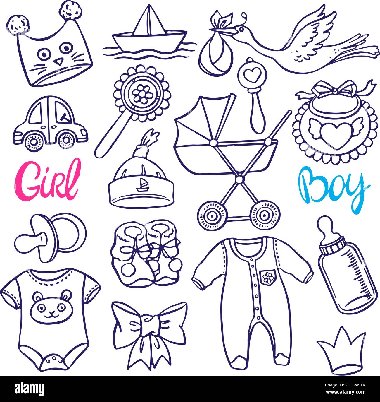 cute set of different sketch things for children. hand-drawn illustration  Stock Vector Image & Art - Alamy