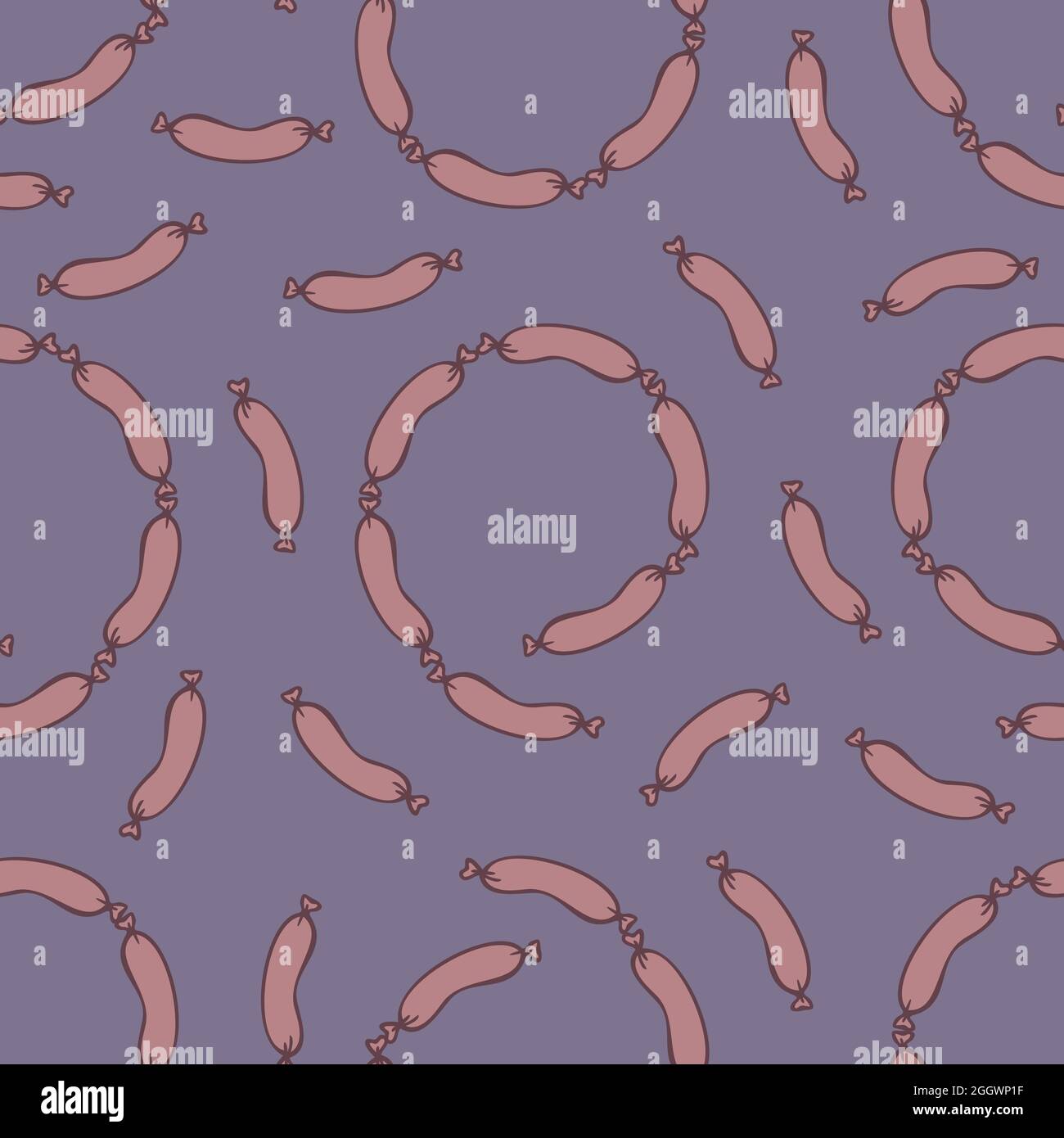 Vector seamless pattern with sausages. Fancy design with sausages. Stock Vector