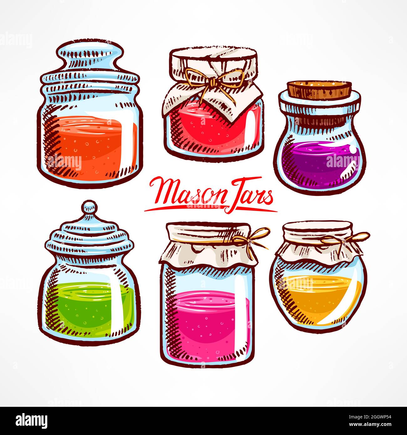 handdrawn mason jars with colorful contents 2 Stock Vector Image & Art Alamy