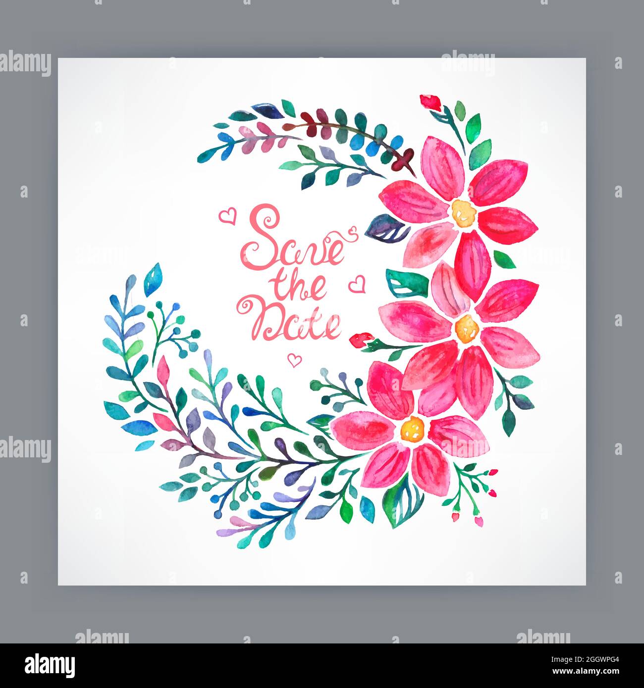 Beautiful greeting card with watercolor flowers and place for text 2