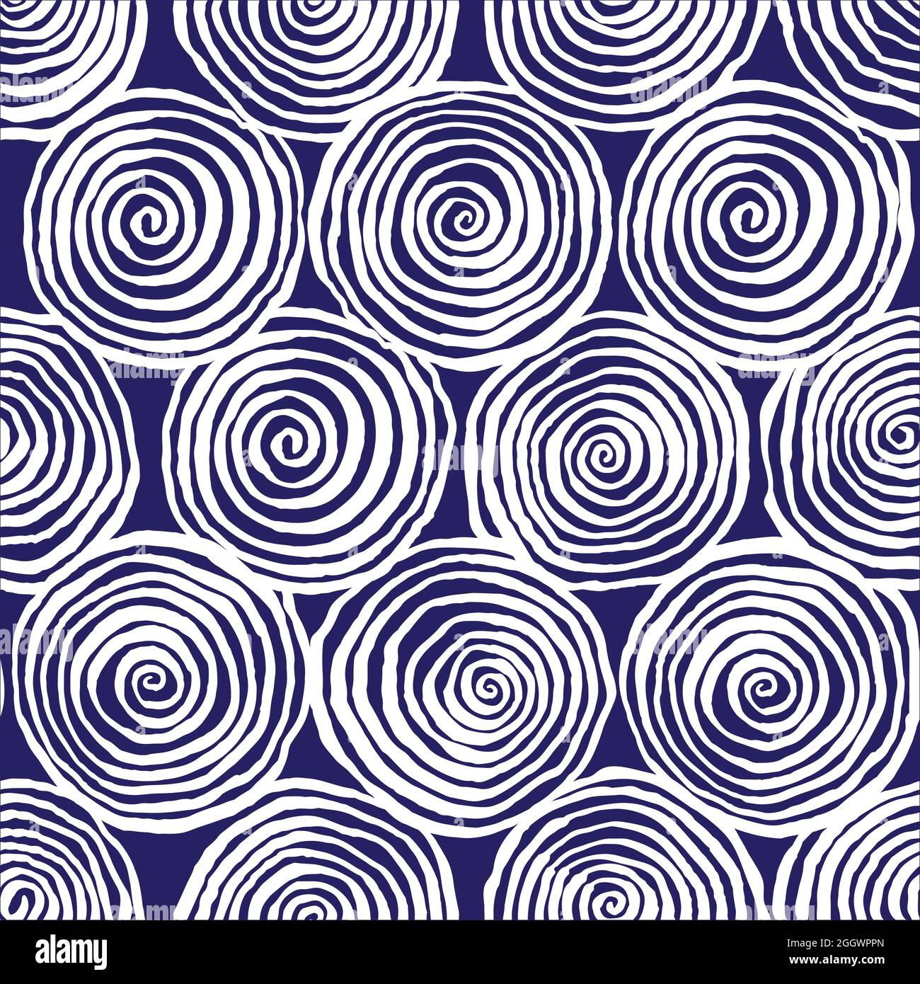 cute abstract pattern with white spirals on a dark blue background Stock Vector
